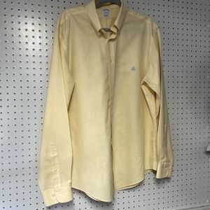 Brooks‎ Brothers Long Sleeve Shirt Men Lg Yellow Fit Non Iron Supima Cotton
